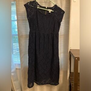 Navy lace maternity dress